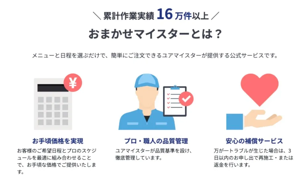 ユアマイスターの「おまかせマイスター」説明画像