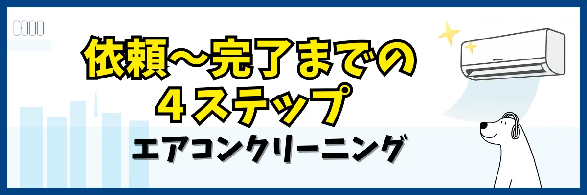 エアコンクリーニングの依頼〜完了までの4ステップ（所要目安：1〜2時間／台）（エアコンクリーニング）