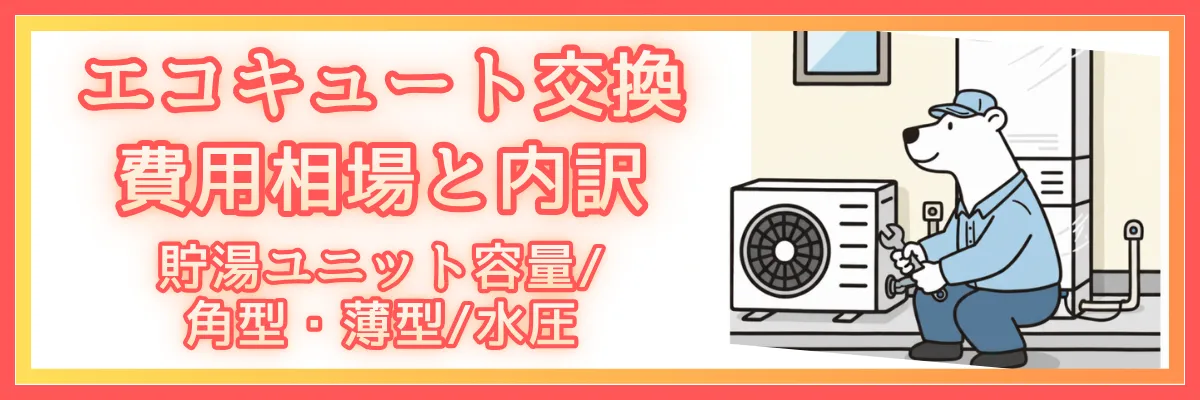 エコキュート交換の費用相場と内訳【貯湯ユニット容量/角型・薄型/水圧】