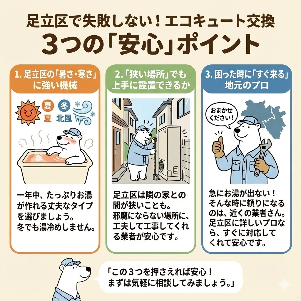 東京都足立区でエコキュート交換業者を選ぶなら？失敗しないおすすめ業者選びのポイント
