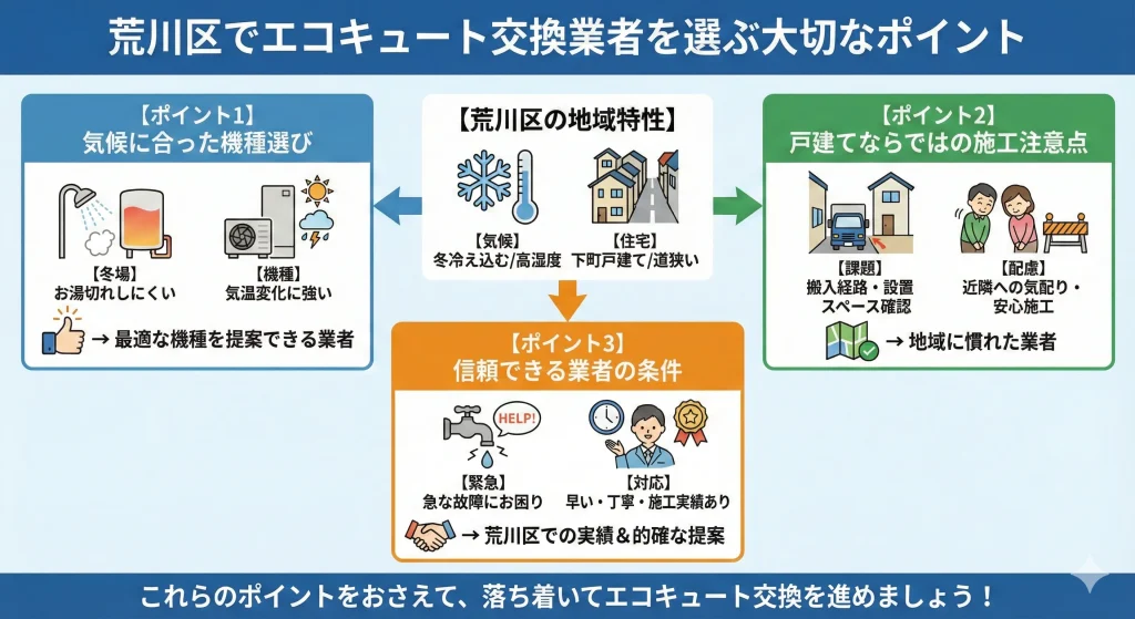 荒川区でエコキュート交換業者を選ぶときに知っておきたい大切なポイント
