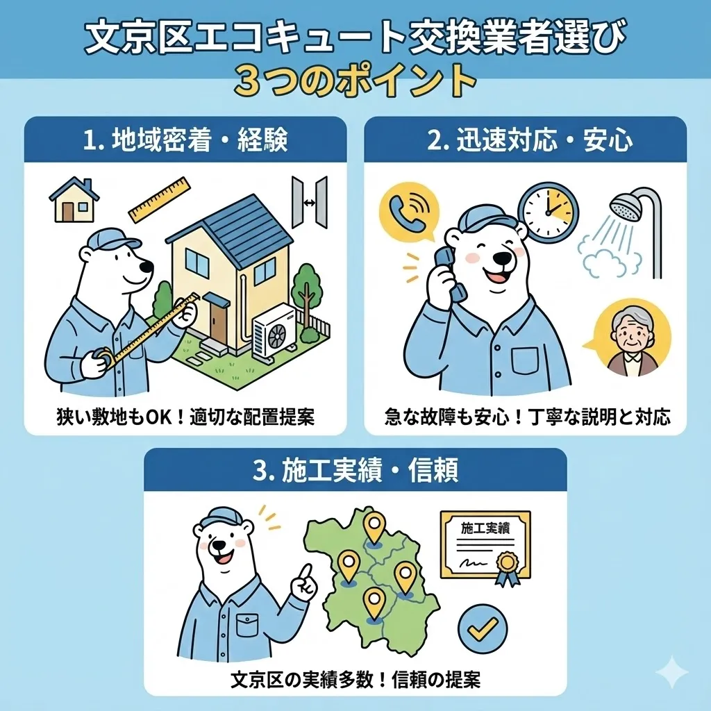 文京区でエコキュート交換業者を選ぶときに押さえたい重要ポイント