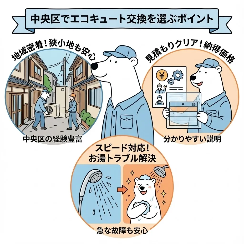 中央区でエコキュート交換業者を選ぶときに知っておきたいポイント