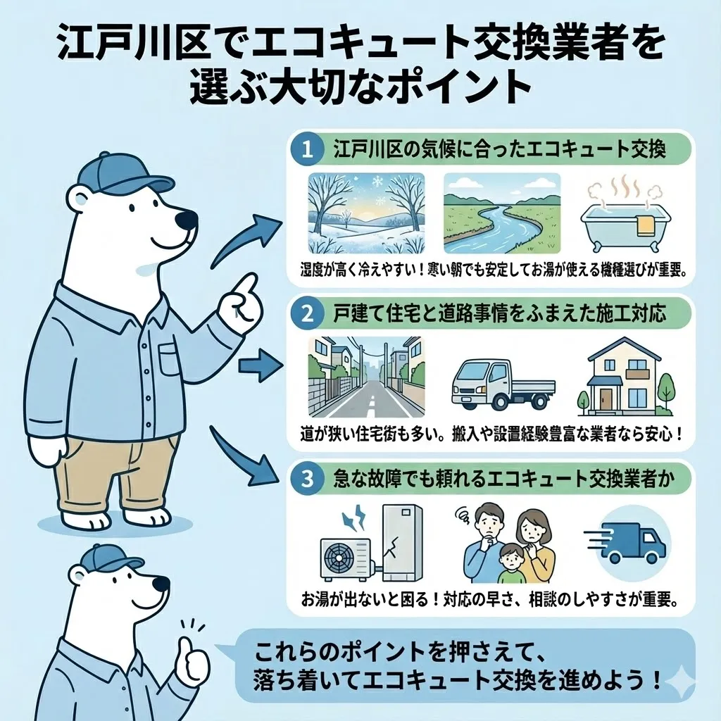 江戸川区でエコキュート交換業者を選ぶときに知っておきたい大切なポイント