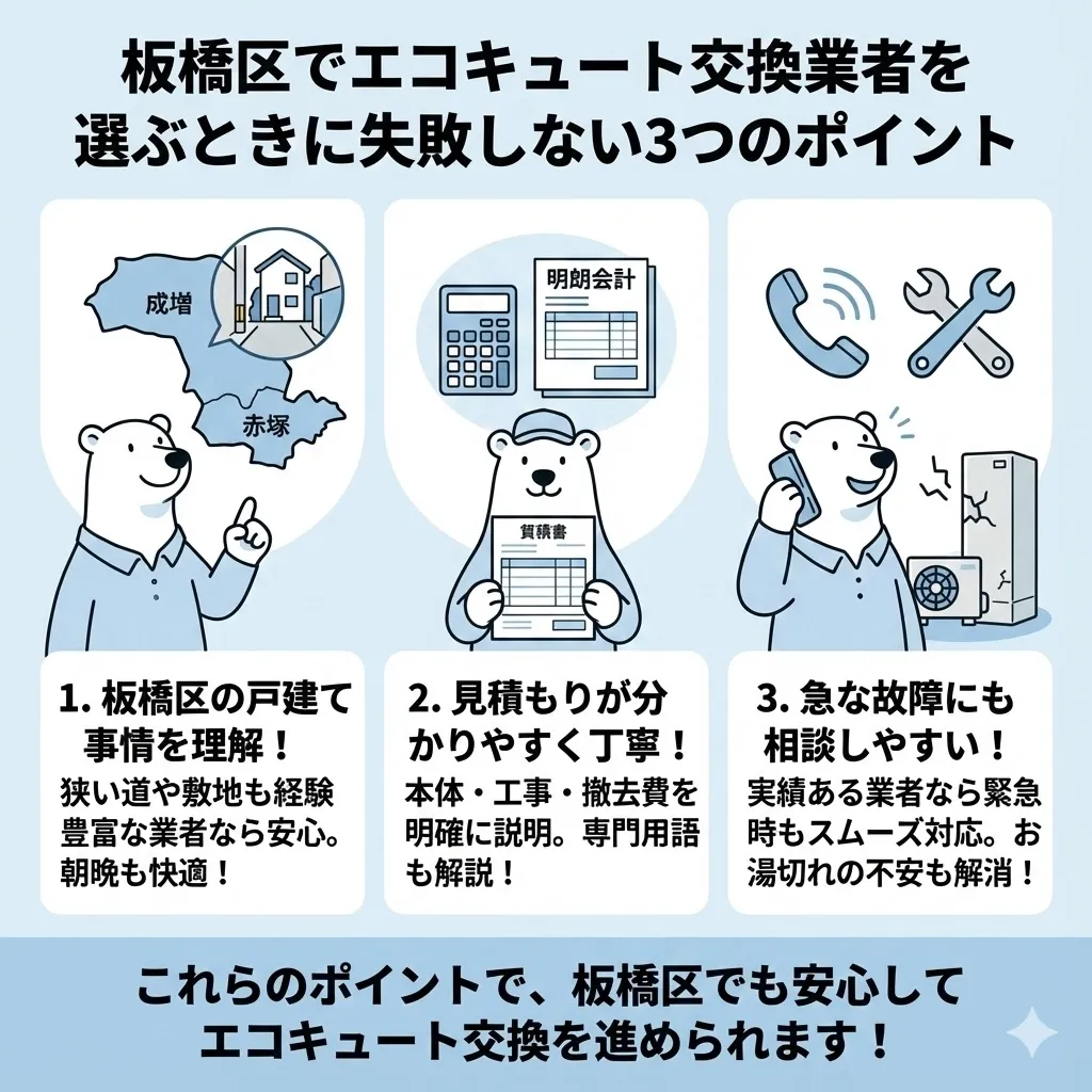 板橋区でエコキュート交換業者を選ぶときに失敗しないポイント