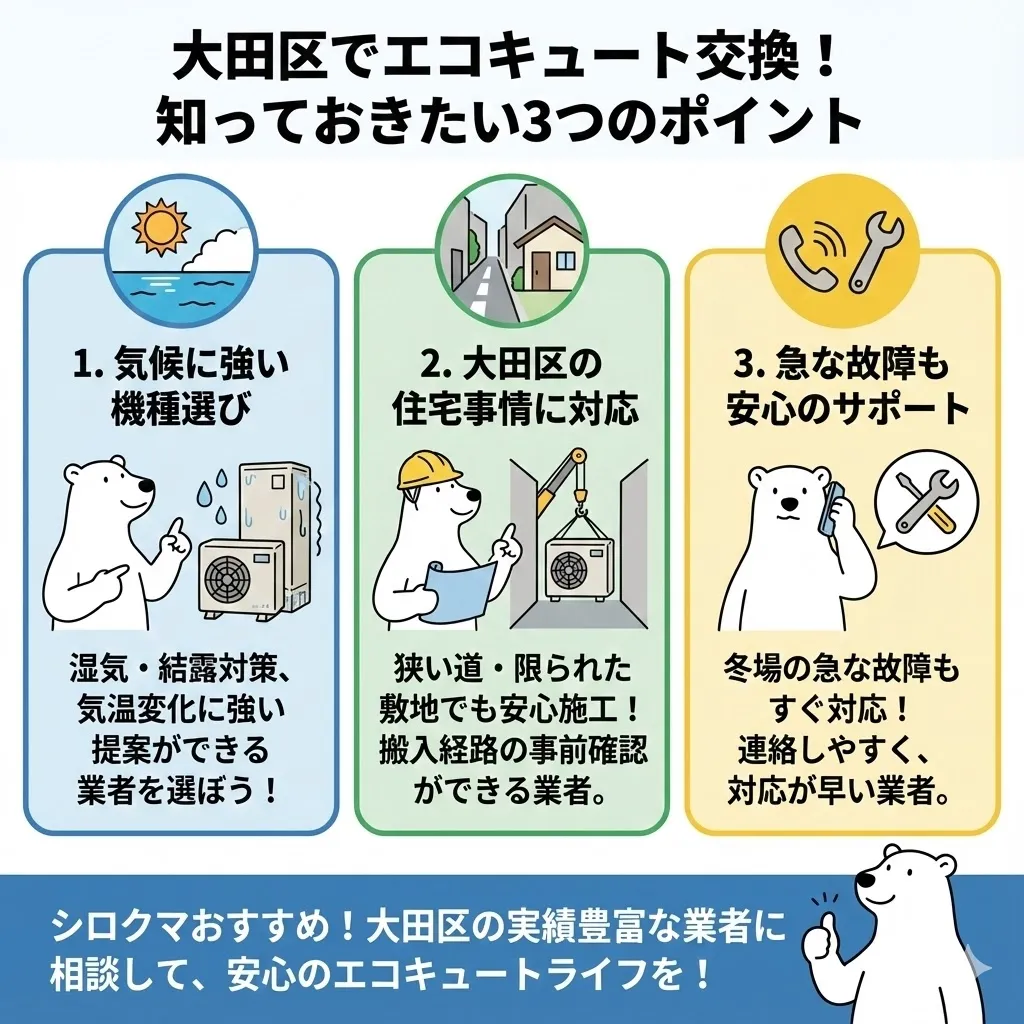 大田区でエコキュート交換業者を選ぶときに知っておきたいポイント