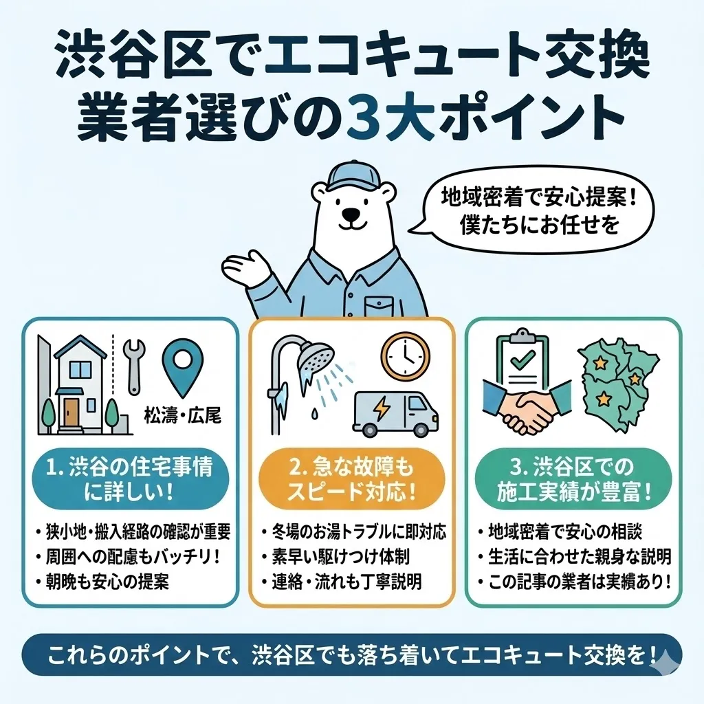 渋谷区でエコキュート交換業者を選ぶときに知っておきたいポイント