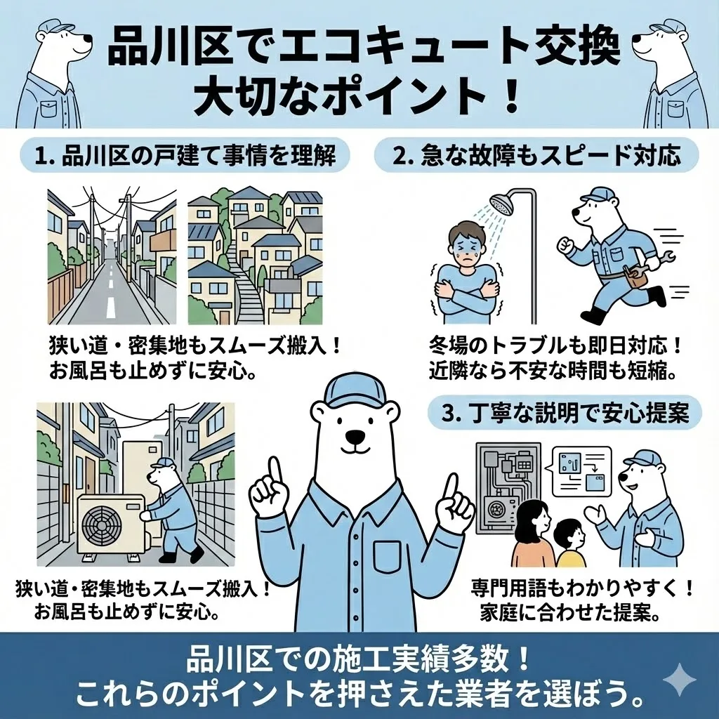 品川区でエコキュート交換業者を選ぶときに知っておきたい大切なポイント
