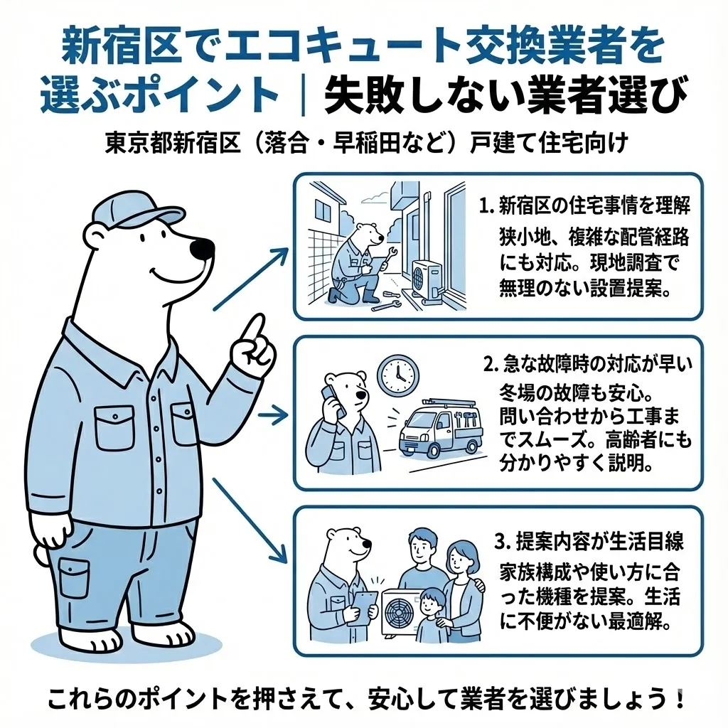 新宿区でエコキュート交換業者を選ぶポイント｜失敗しない業者選び