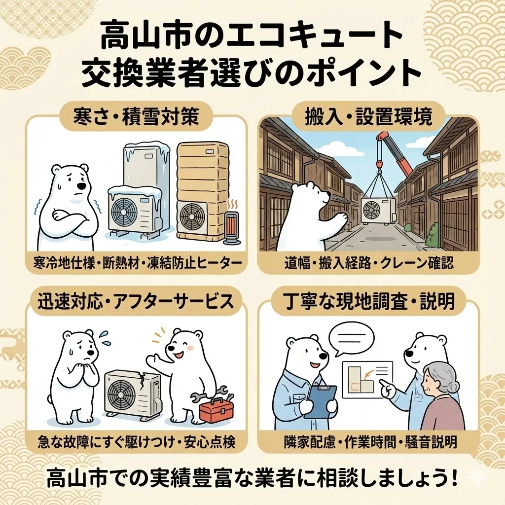 高山市でエコキュート交換業者を選ぶときに知っておきたいポイント